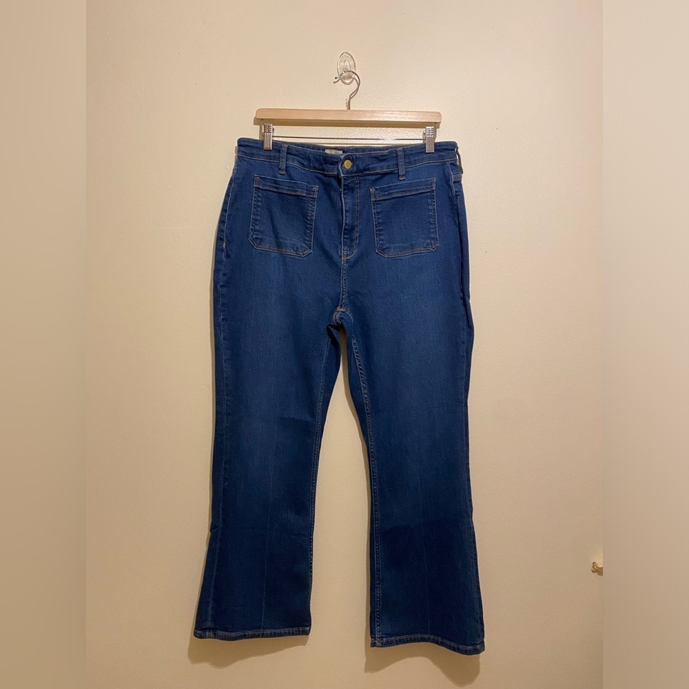 Pilcro Dark Blue Flare Jeans. Size 34